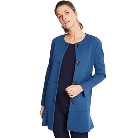 Ann Taylor Jackets & Blazers - Ann Taylor Women’s Doubleweave Long Peplum Jacket Blazer Size LP Career Preppy